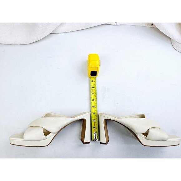 Vince Camuto Size 12 Women Elmindi Slip On Cross Strap Leather Cream Color Heels - Picture 3 of 14